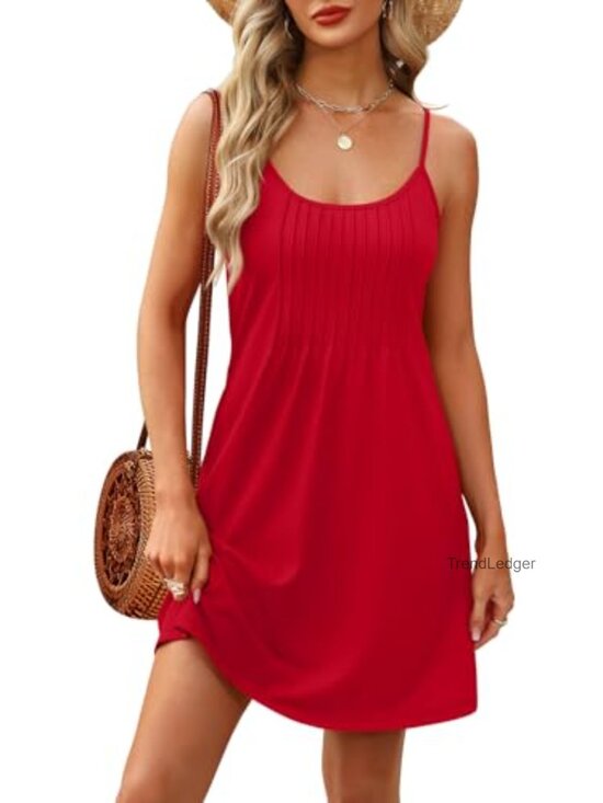 Dresses & Skirts - Spaghetti Strap Sundress Cotton Blend Mini Dress with Pockets